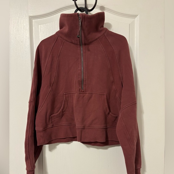 EUC Lululemon Womens Scuba half zip funnel neck sweater - smokey red XS/S - Picture 4 of 5